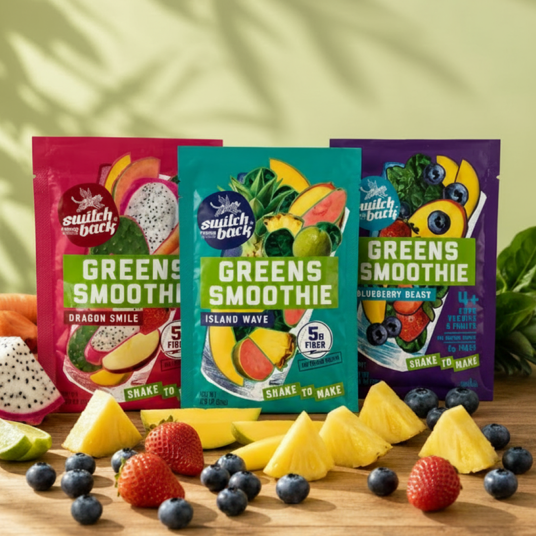 New Flavor Variety Pack with Blueberry Beast, Island Wave, and Dragon Smile smoothie pouches